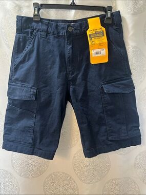 Carhartt Men's Rugged Flex Relaxed Fit Canvas Cargo Work Shorts Navy 32 W